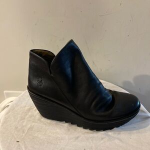 Fly London Leather Wedge Ankle Boots